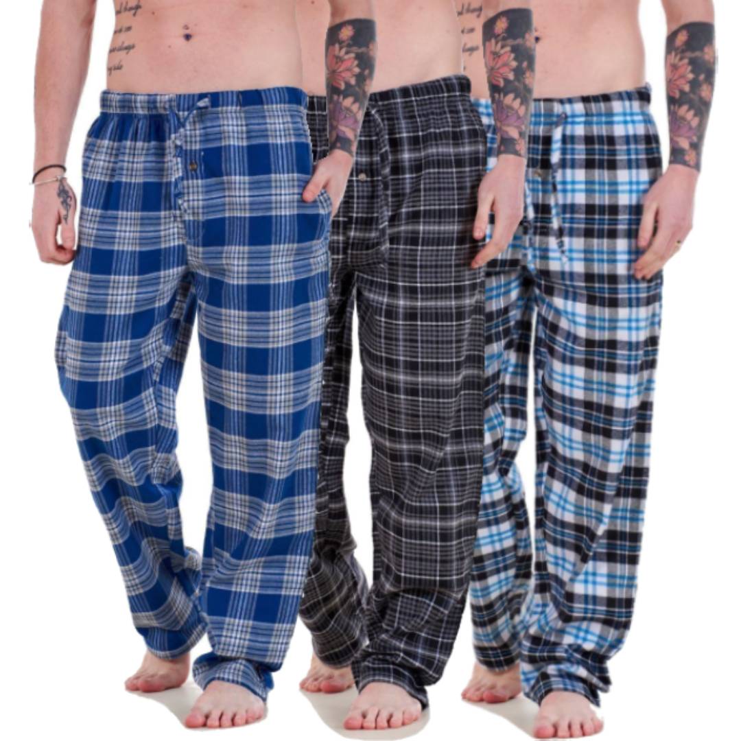 Set of 3 Men's Checkered Lounge Trousers AERODECK APPARELS