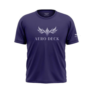 Aero Deck Cotton Jersey Deep Indigo Color Graphic T-Shirt AERODECK APPARELS