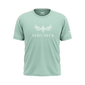 Aero Deck Cotton Jersey Mint Green Color Graphic T-Shirt AERODECK APPARELS