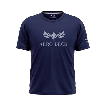 Aero Deck Cotton Jersey Blue Color Graphic T-Shirt AERODECK APPARELS