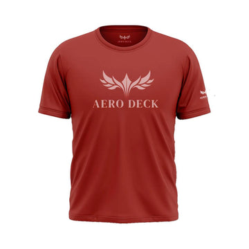 Aero Deck Cotton Jersey Red Color Graphic T-Shirt AERODECK APPARELS