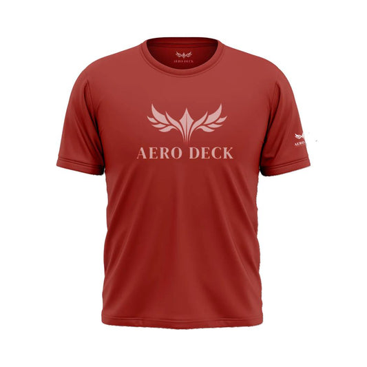 Aero Deck Cotton Jersey Red Color Graphic T-Shirt AERODECK APPARELS