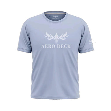 Aero Deck Cotton Jersey Sky Blue Color Graphic T-Shirt AERODECK APPARELS