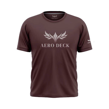 Aero Deck Cotton Jersey Dark Brown Color Graphic T-Shirt AERODECK APPARELS