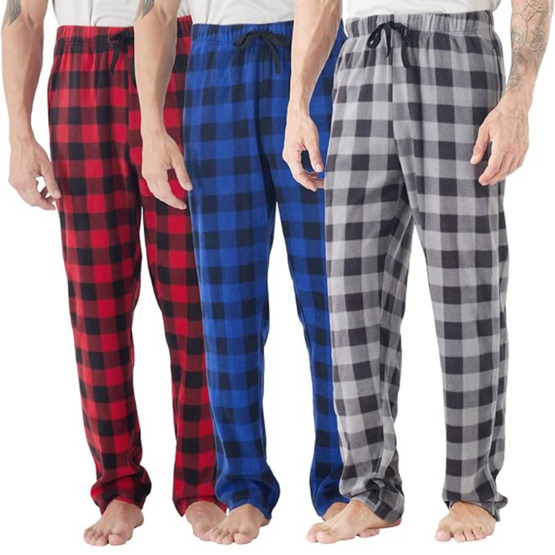 Men's Pack of 3 Plaid Pajama Pants AERODECK APPARELS
