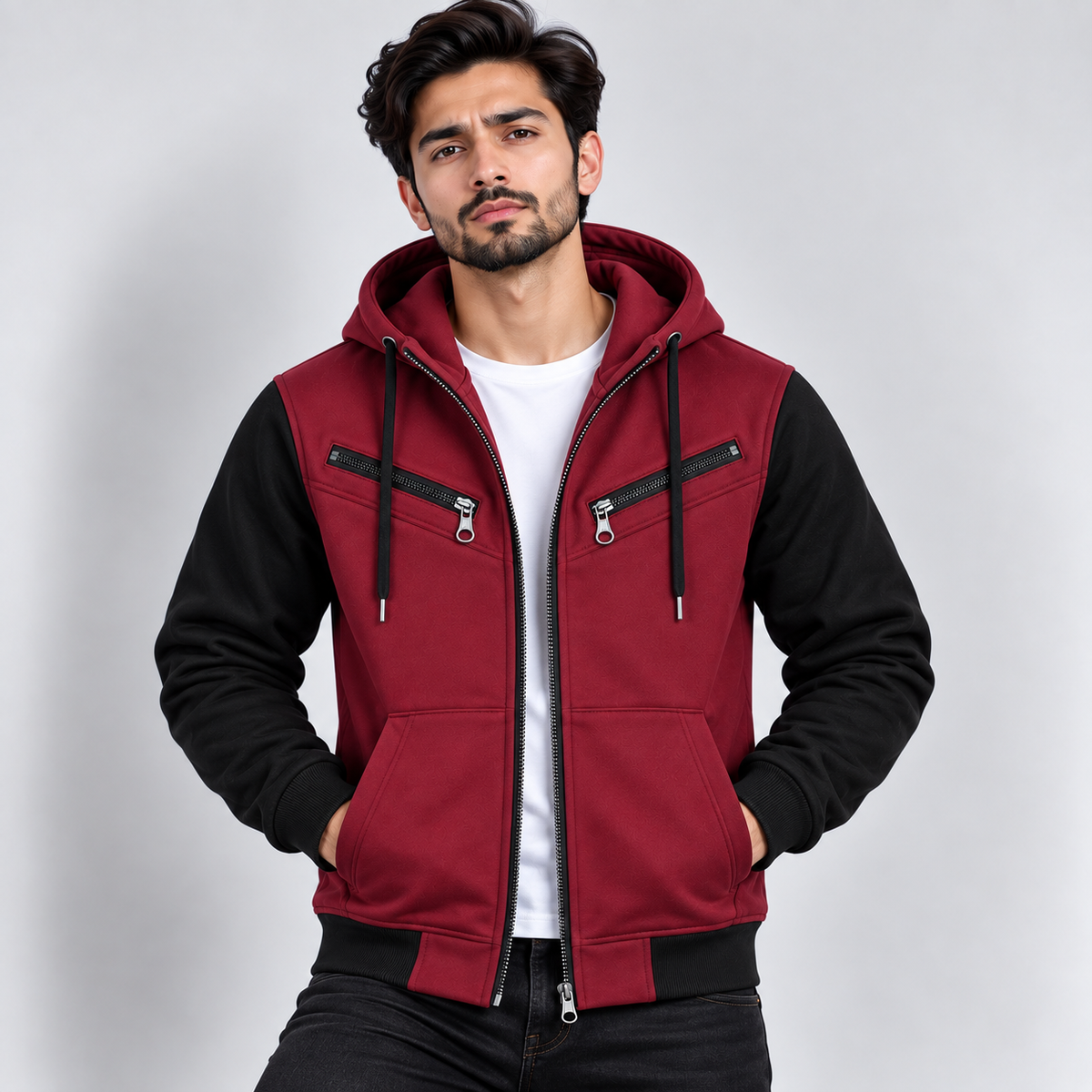 AeroDeck Crimson Shadow Utility Zip Hoodie (Code # AD-20) AERODECK APPARELS
