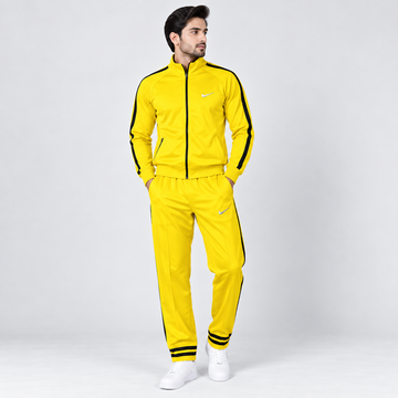Men’s Yellow & Black Track Suit – Full Zip Sports Jacket & Jogger Set AERODECK APPARELS