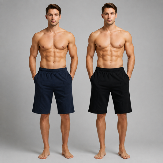 Pack of 2 Aero Deck Blue and Black Color Urban Leisure Terry Shorts AERODECK APPARELS