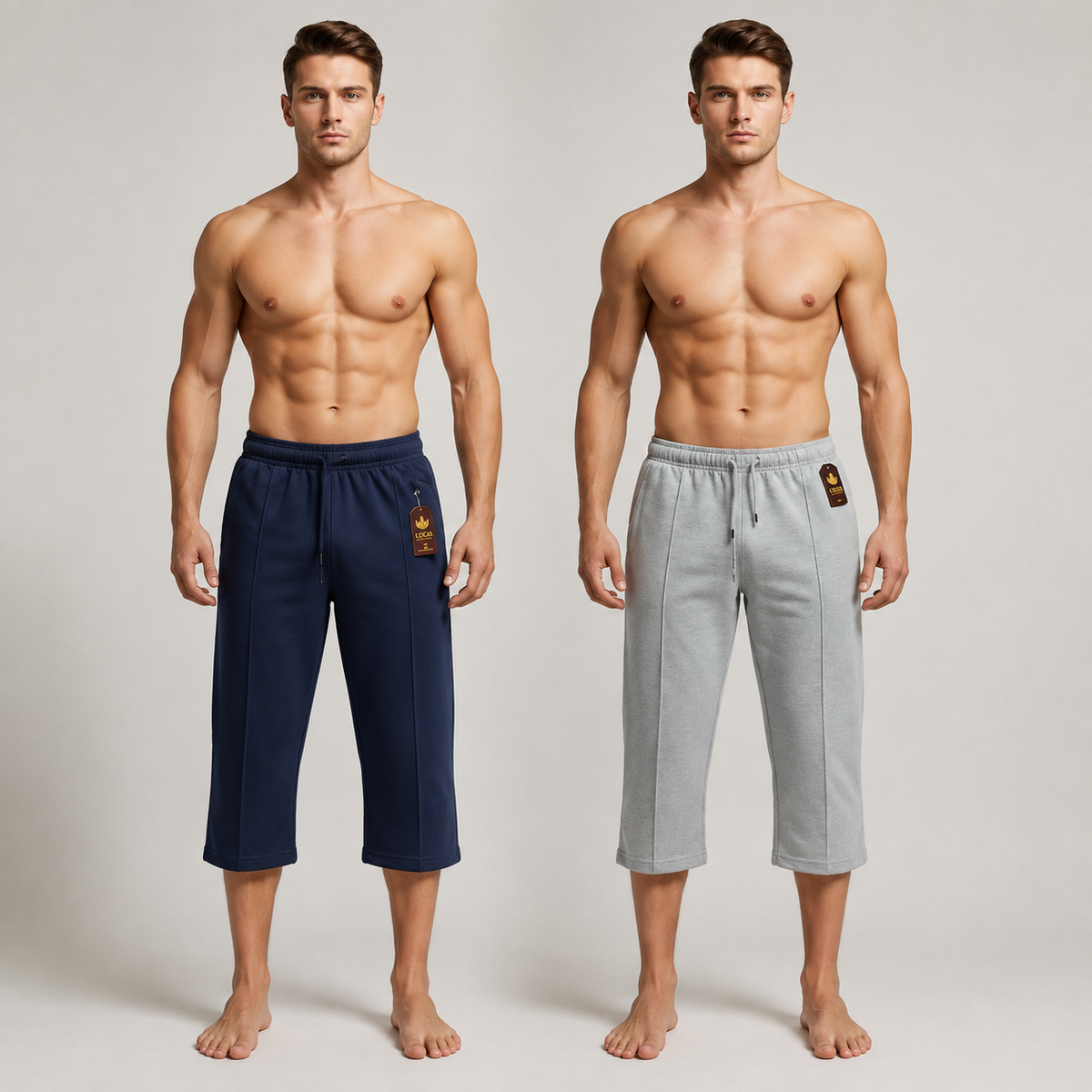 Pack of 2 Aero Deck Grey and Blue Color Urban Leisure Terry 3-Quarter Short AERODECK APPARELS
