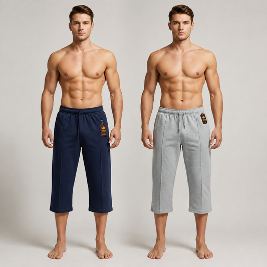 Pack of 2 Aero Deck Grey and Blue Color Urban Leisure Terry 3-Quarter Short AERODECK APPARELS