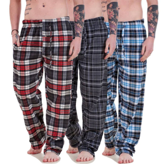 Men's Checkered Pajama Trousers - 3-Piece Collection