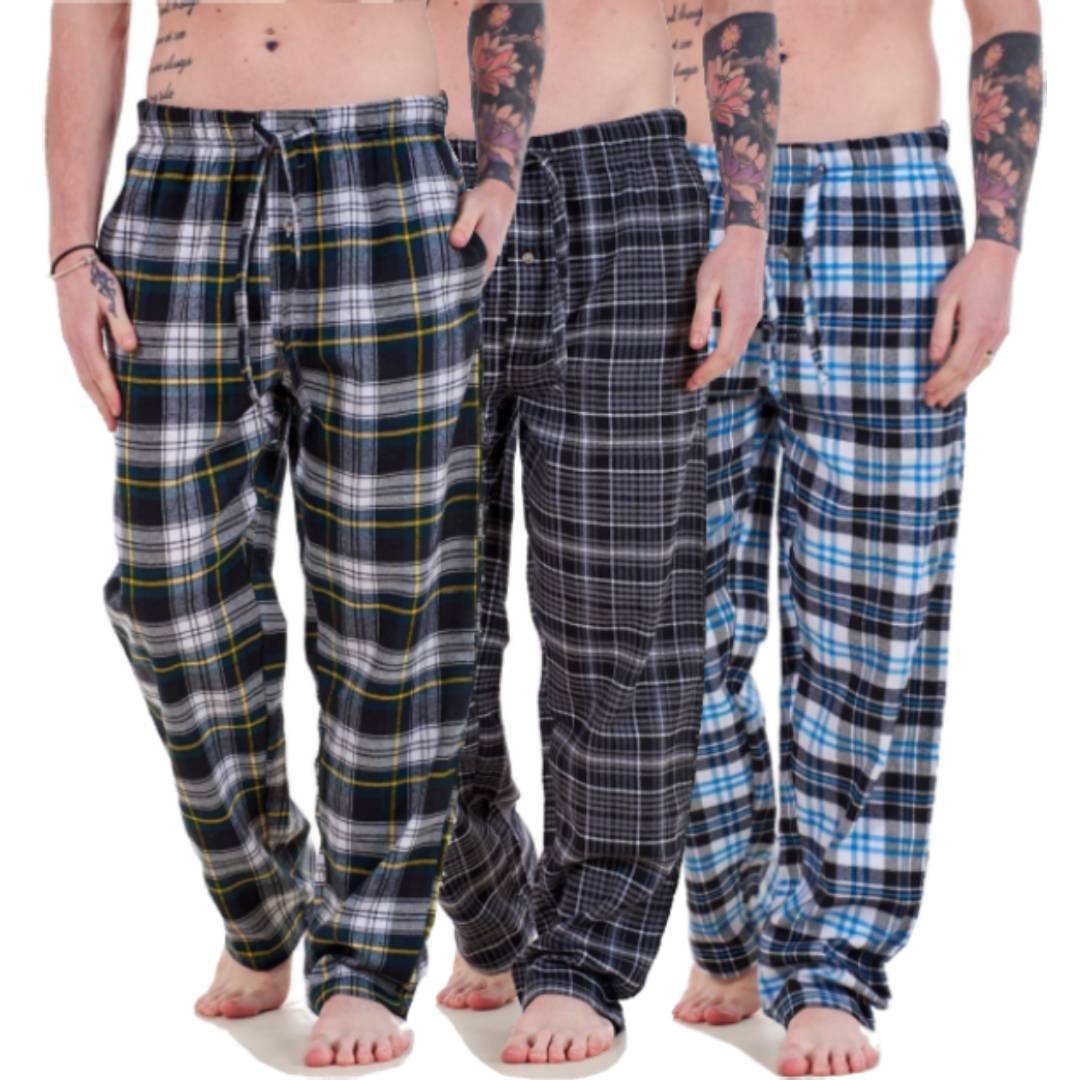 3-Pack Men's Check Print Pajama Pants AERODECK APPARELS