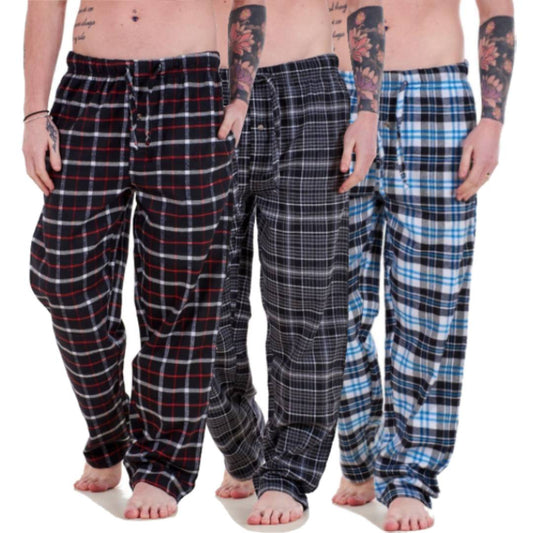 Men's 3-Piece Checkered Pajama Trouser Set
