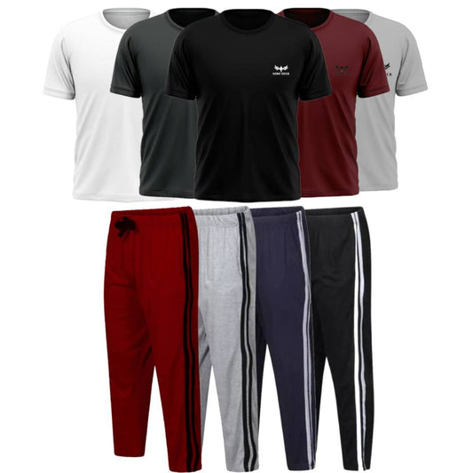 Pack of 4 Side Stripe Trousers & 5 Plain T-Shirts (AD-18)