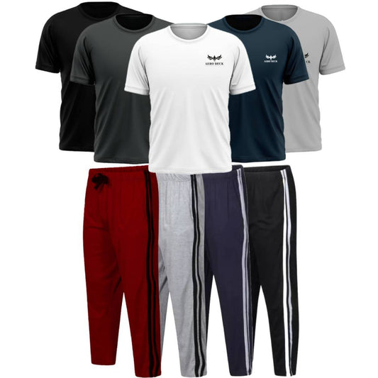 Pack of 4 Side Stripe Trousers & 5 Plain T-Shirts (AD-20)