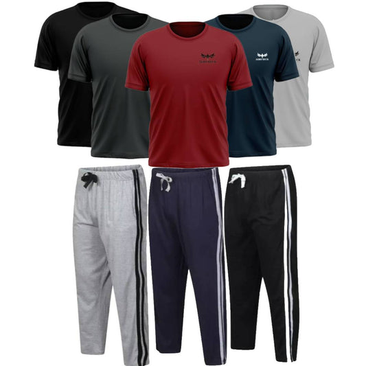Pack of 3 Side Stripe Trousers & 5 Plain T-Shirts (AD-22)