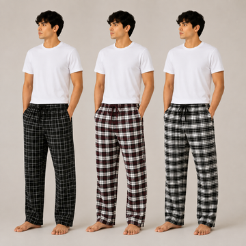 Men's Traditional Plaid Lounge Trousers 3-Pack AERODECK APPARELS