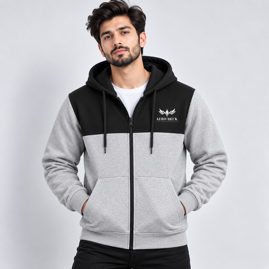 AeroDeck Shadowmist Grey Zip Hoodie (Code # AD-07) AERODECK APPARELS