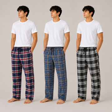 Men's Classic Plaid Pajama Trousers 3-Pack AERODECK APPARELS