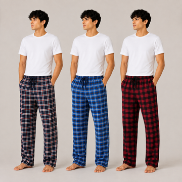 Men's Comfort Plaid Lounge Trousers 3-Pack AERODECK APPARELS