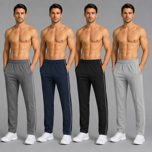 Pack of 4 Aero Deck Black, Blue, Grey and Charcoal Color Urban Leisure Terry Pant Trousers AERODECK APPARELS