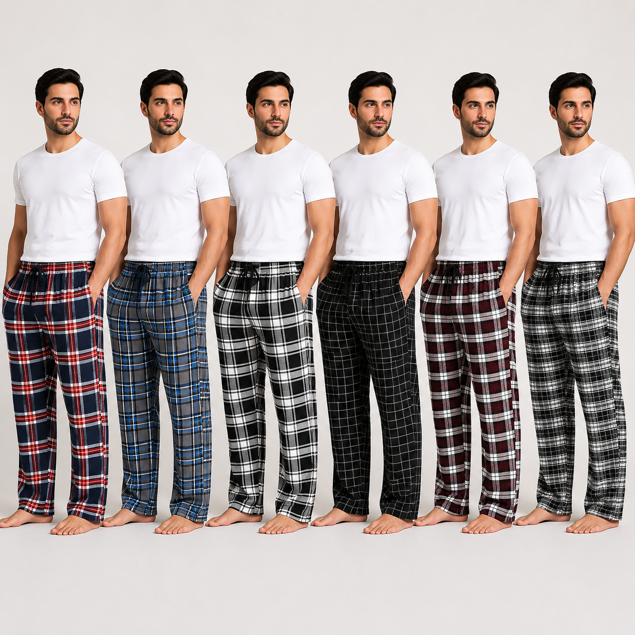 Men's Checkered Lounge Trousers 6-Piece Set AERODECK APPARELS