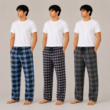 Men's Classic Check Pajama Trousers 3-Pack AERODECK APPARELS