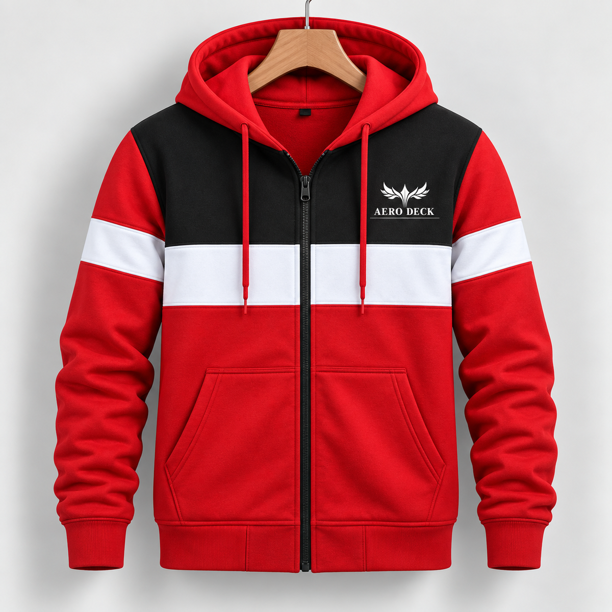 AeroDeck Tri-Block Signature Zip Hoodie (Code # AD-01) AERODECK APPARELS