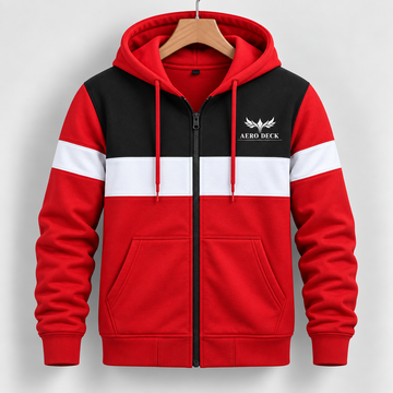 AeroDeck Tri-Block Signature Zip Hoodie (Code # AD-01) AERODECK APPARELS