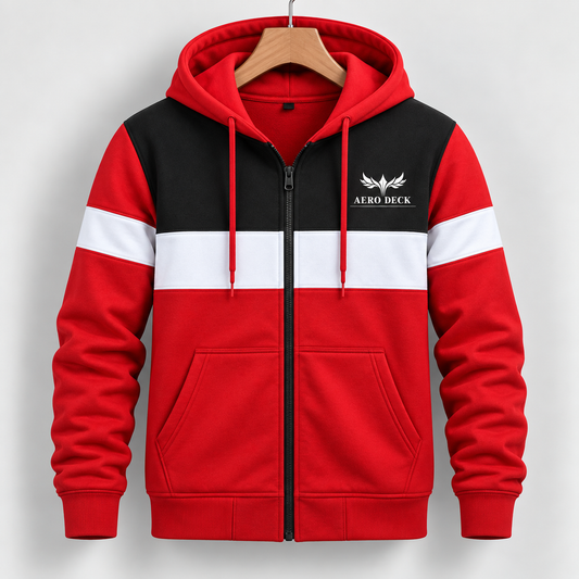 AeroDeck Tri-Block Signature Zip Hoodie (Code # AD-01) AERODECK APPARELS