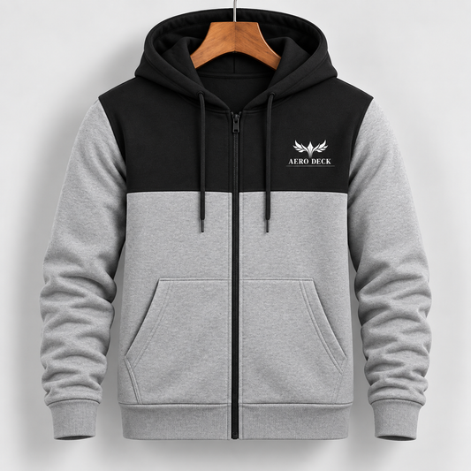 AeroDeck Shadowmist Grey Zip Hoodie (Code # AD-07) AERODECK APPARELS