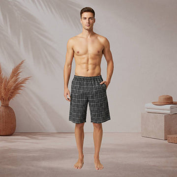 Aerodeck Men's Cotton-Rich Mix Patterns Checkered Boxer Shorts – Knee Length AERODECK APPARELS