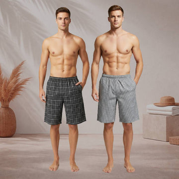 Pack of 2 Aerodeck Men's Cotton-Rich Mix Patterns Checkered Boxer Shorts AERODECK APPARELS