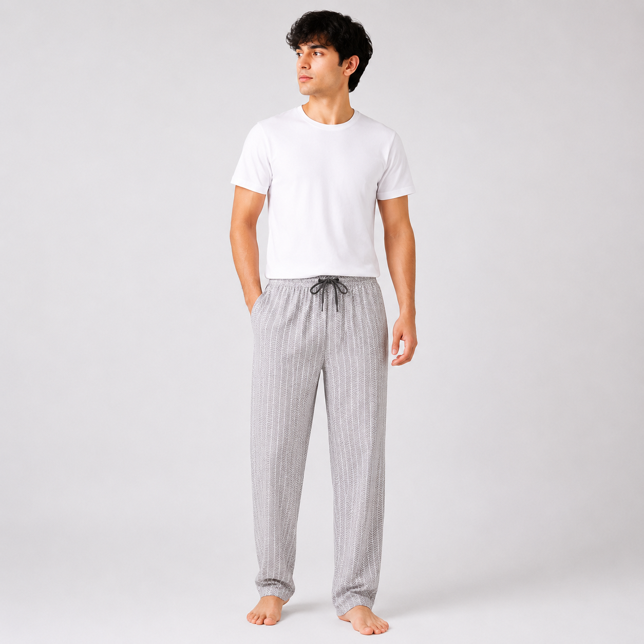 Aerodeck Men's Premium Printed Cotton Lounge Trousers – Grey AERODECK APPARELS