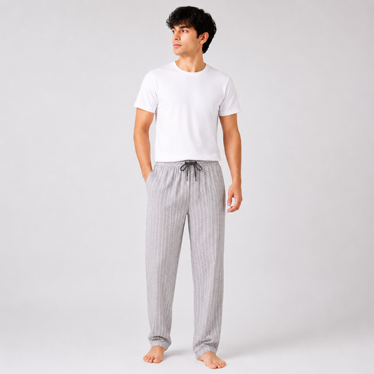 Aerodeck Men's Premium Printed Cotton Lounge Trousers – Grey AERODECK APPARELS