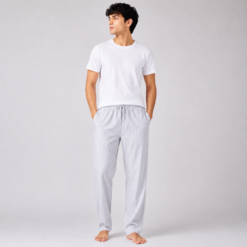 Aerodeck Men's Premium Cotton Stripe Lounge Trousers – Light Grey AERODECK APPARELS