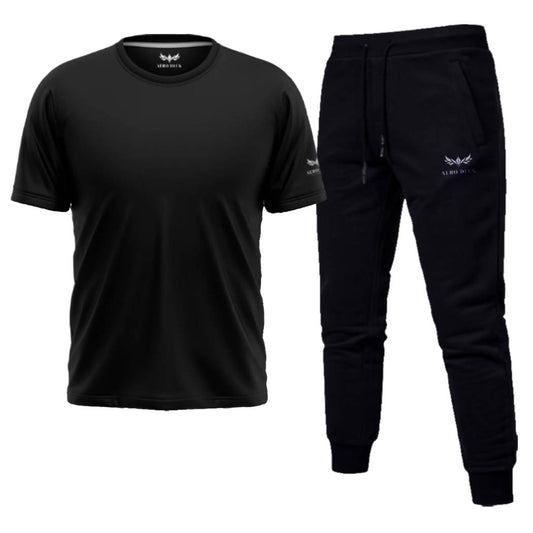 AeroDeck Essential Performance Black Color T-Shirt & Black Color Jogger Trouser Set AERODECK APPARELS