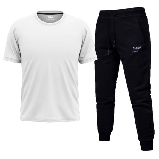 AeroDeck Essential Performance White Color T-Shirt & Black Color Jogger Trouser Set AERODECK APPARELS