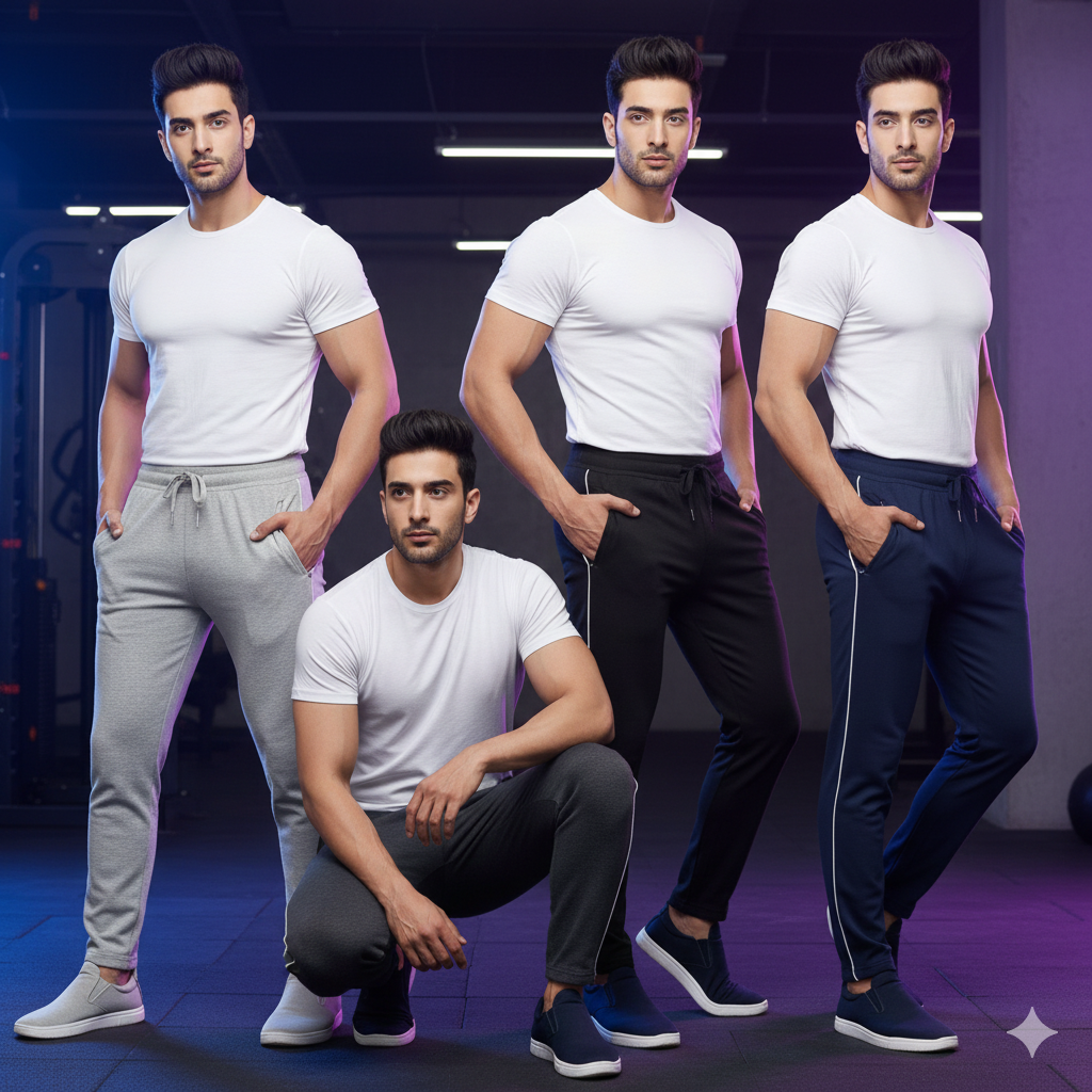 Pack of 4 Aero Deck Black, Blue, Grey and Charcoal Color Urban Leisure Terry Pant Trousers AERODECK APPARELS