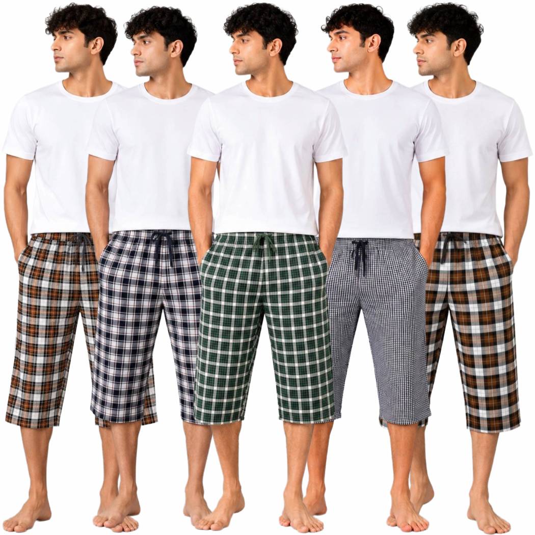 Aerodeck Men's Premium Checkered Cotton Lounge Trousers – Pack of 5 AERODECK APPARELS