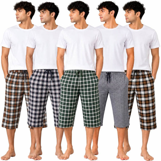Aerodeck Men's Premium Checkered Cotton Lounge Trousers – Pack of 5 AERODECK APPARELS