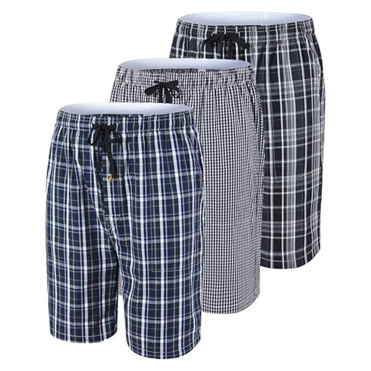 Pack of 3 Aerodeck Men's Cotton-Rich Mix Patterns Checkered Boxer Shorts AERODECK APPARELS