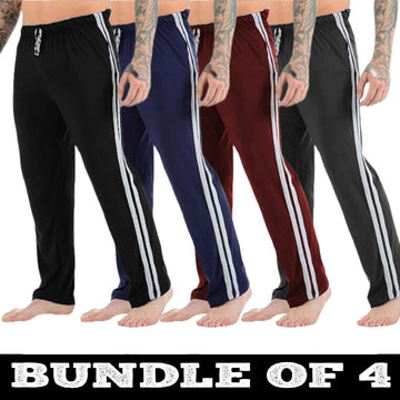Men's Cotton Jersey Lounge Pants with Side Stripes - 4 Pack AERODECK APPARELS