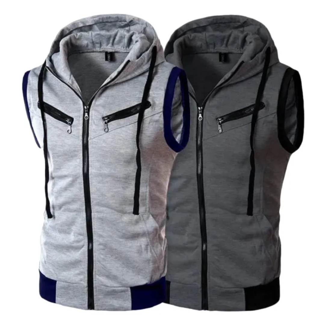 Pack of 2 Men's Sleeveless Zipper Hoodie AERODECK APPARELS