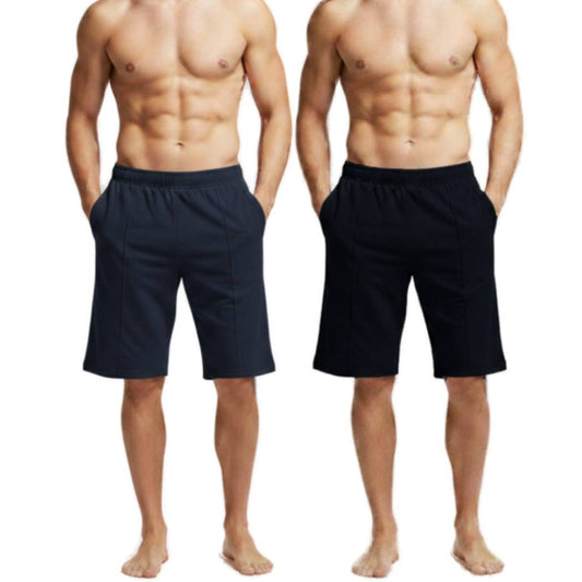 Pack of 2 Aero Deck Blue and Black Color Urban Leisure Terry Shorts AERODECK APPARELS