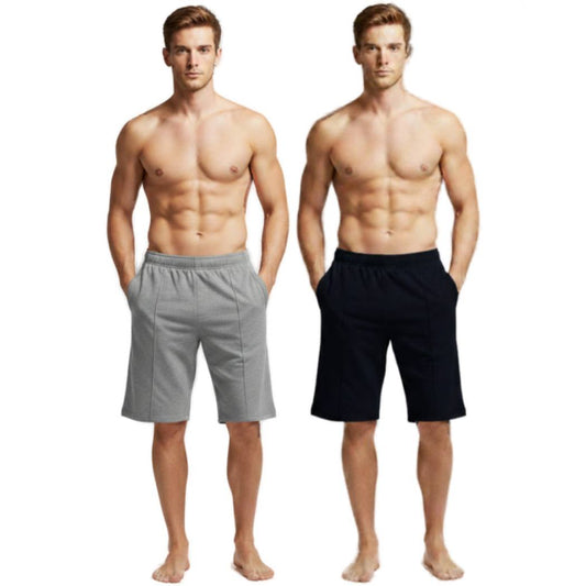 Pack of 2 Aero Deck Black and Grey Color Urban Leisure Terry Shorts AERODECK APPARELS