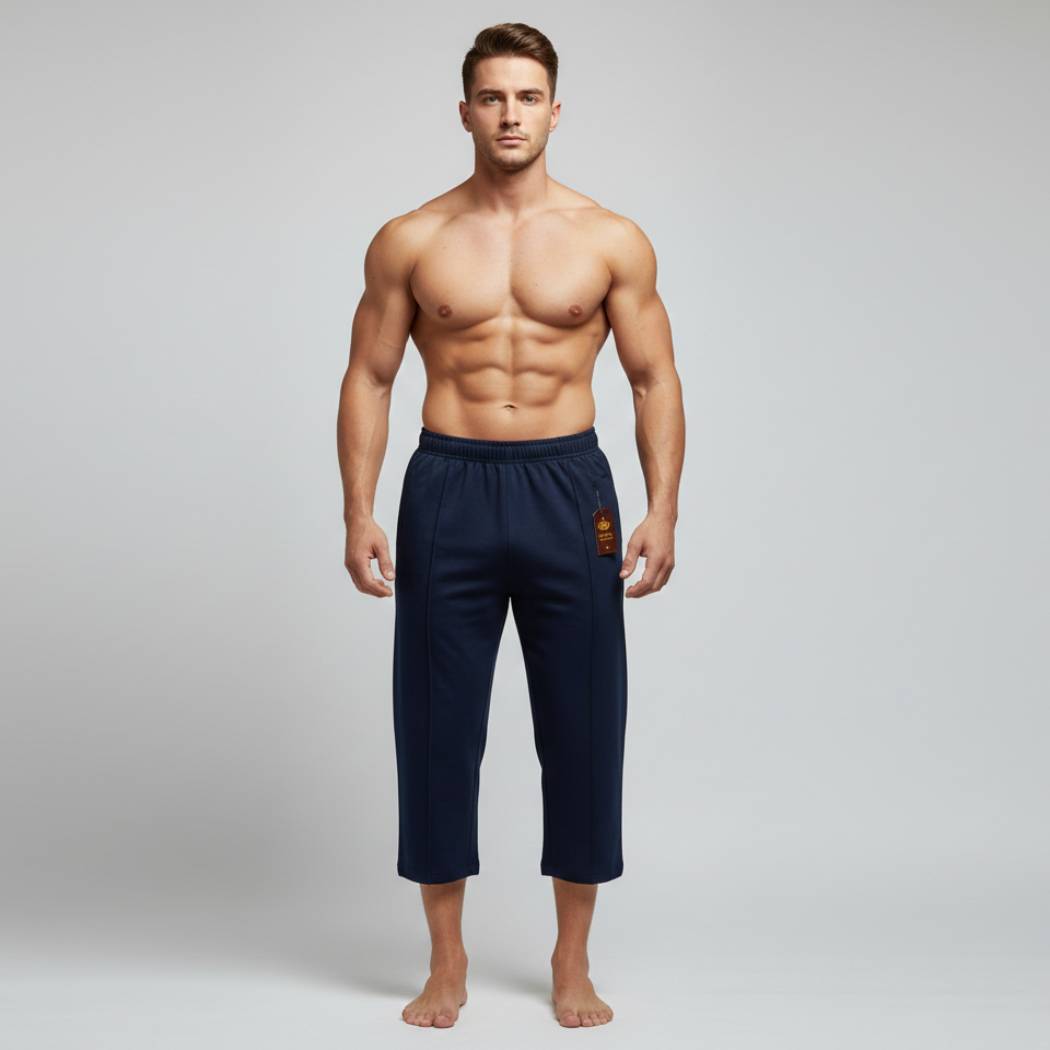 Aero Deck Blue Color Urban Leisure Terry 3-Quarter Short AERODECK APPARELS