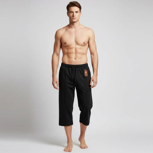 Aero Deck Black Color Urban Leisure Terry 3-Quarter Short AERODECK APPARELS