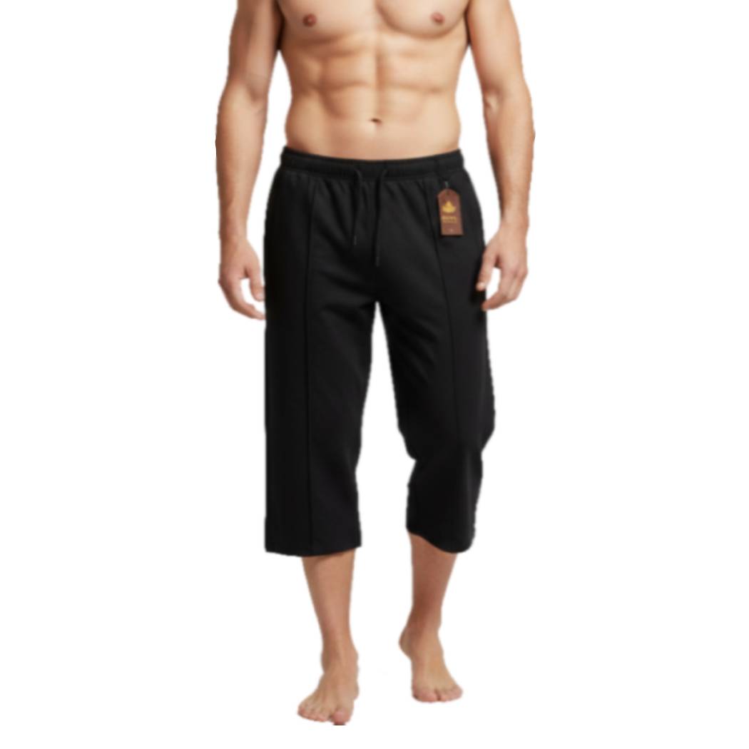 Aero Deck Black Color Urban Leisure Terry 3-Quarter Short AERODECK APPARELS