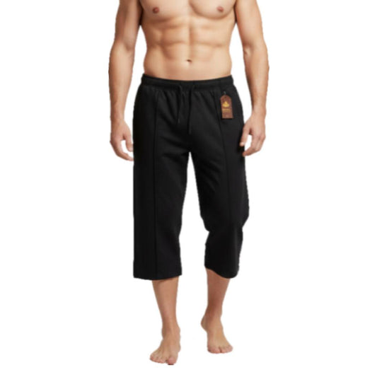 Aero Deck Black Color Urban Leisure Terry 3-Quarter Short AERODECK APPARELS